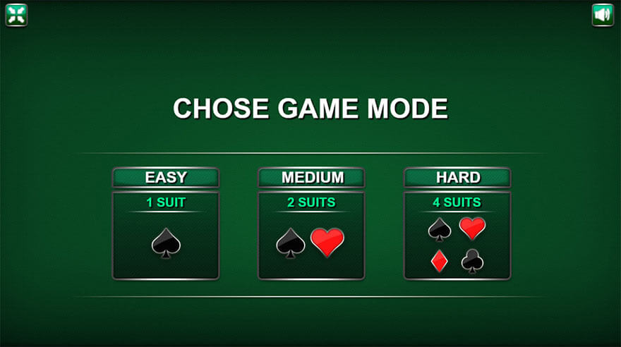 Spider Solitaire spelen met drie versies